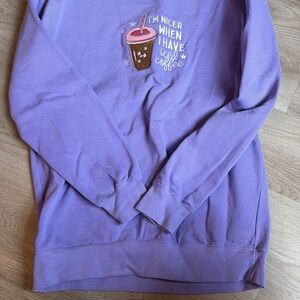 Comfort Colors Lilac Crewneck Sweatshirt with Iced Coffee Graphic